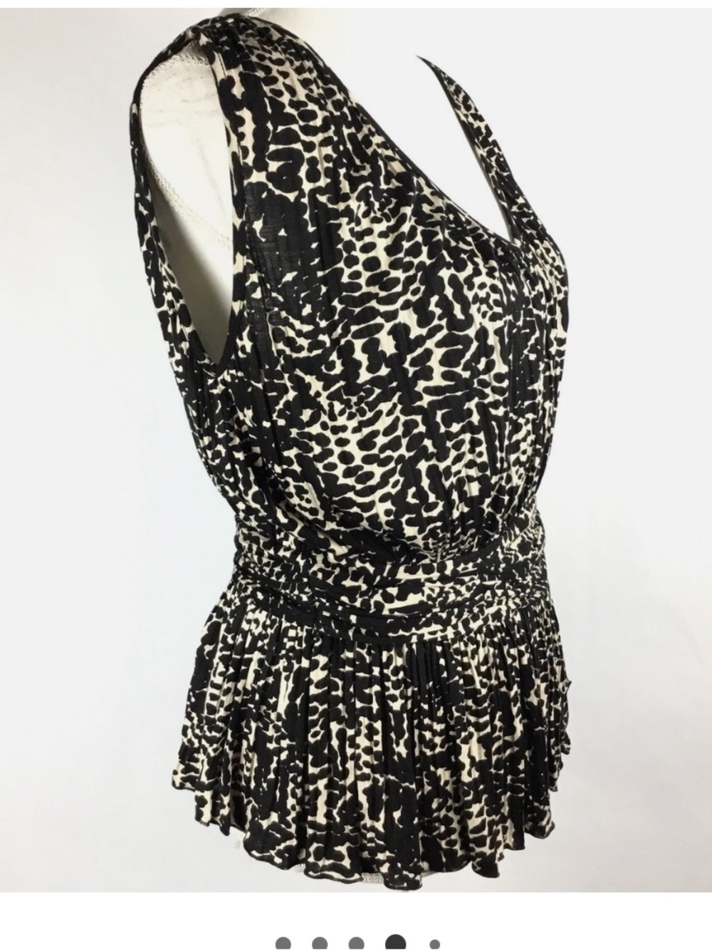 Banana Republic Black and Cream Animal Print Sleeveless Blouse